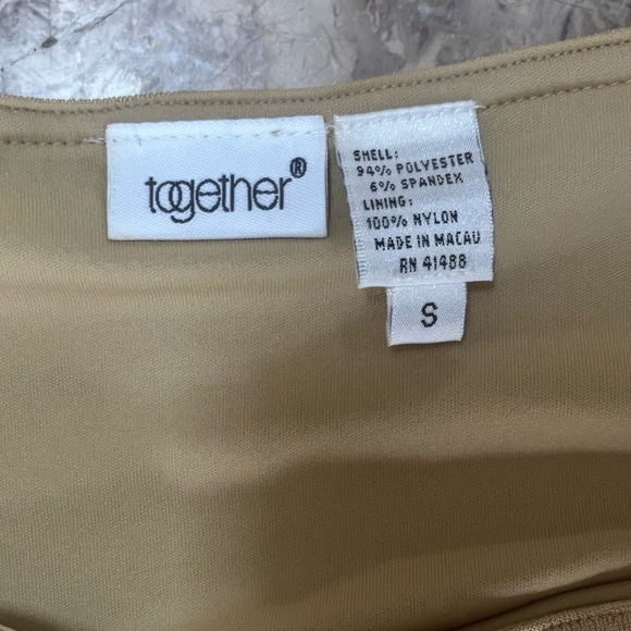 Together Gold Fringe Hem Slinky Maxi Dress Sleeveless Vintage Style Women’s Sz S - Picture 2 of 10